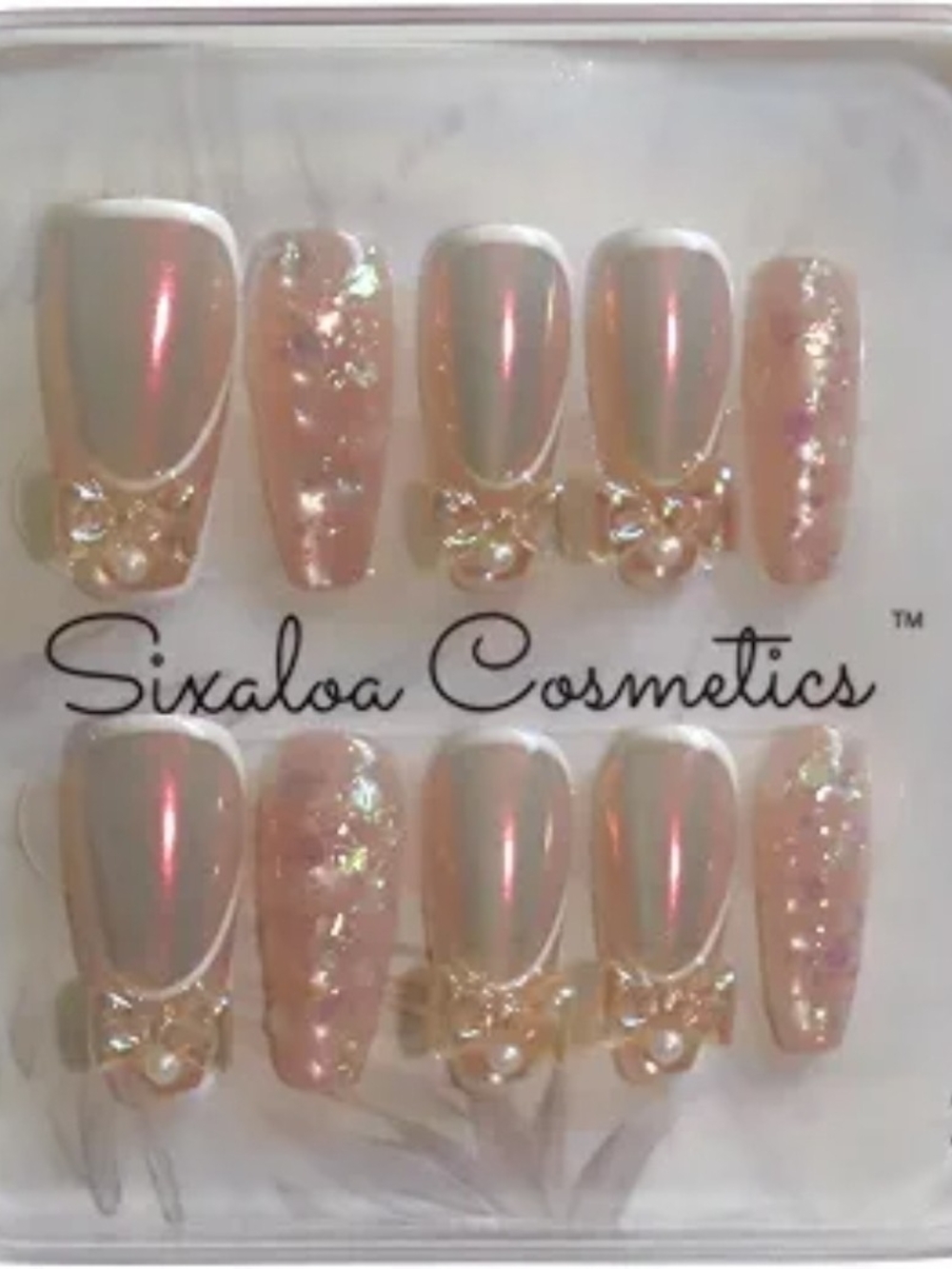 🦄 Pink Iridescent Press-On Nail Set
